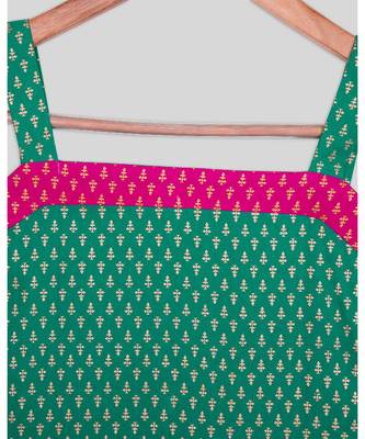 green printed cotton kids frocks 4