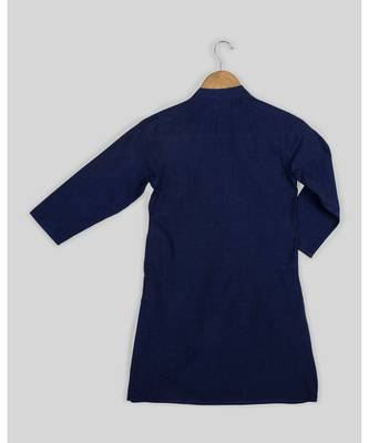 blue plain cotton boys kurta 2