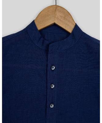 blue plain cotton boys kurta 3