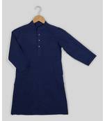 blue plain cotton boys kurta
