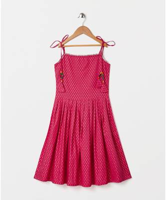 pink printed cotton kids kurtis 1