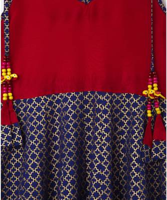 red printed cotton kids kurtis 2