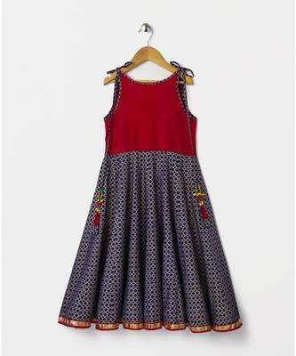 red printed cotton kids kurtis 3