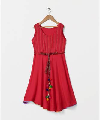 pink plain cotton kids kurtis 1