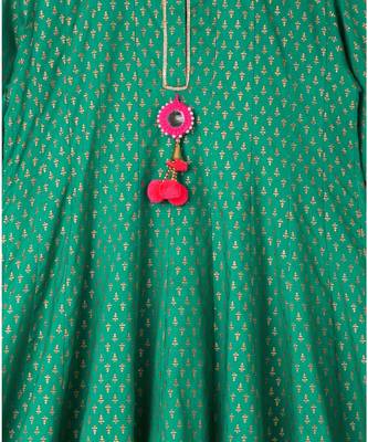 green printed cotton kids kurtis 2