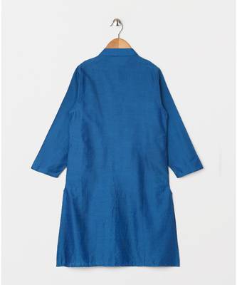 blue plain cotton poly boys kurta 5