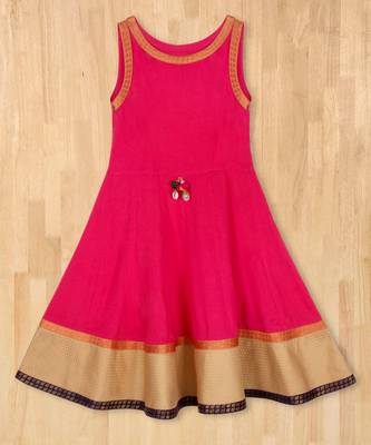 pink plain rayon kids kurtis 1