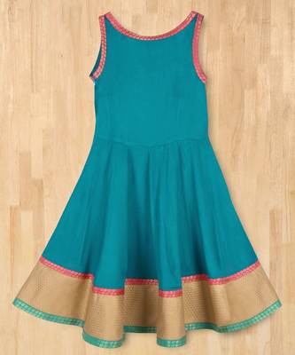 blue plain rayon kids kurtis 4