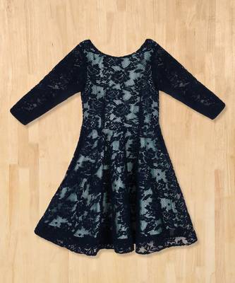 blue plain net kids frocks 3