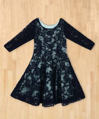 blue plain net kids frocks 1