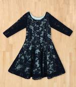 blue plain net kids frocks