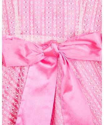 pink plain net kids frocks 2