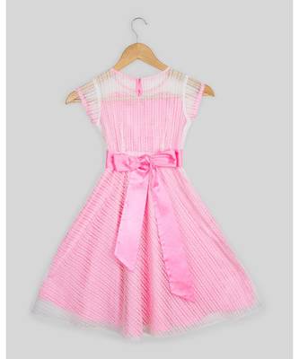pink plain net kids frocks 1