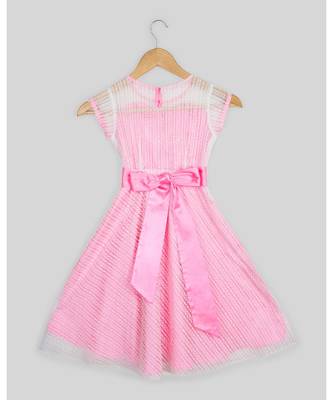 pink plain net kids frocks 4