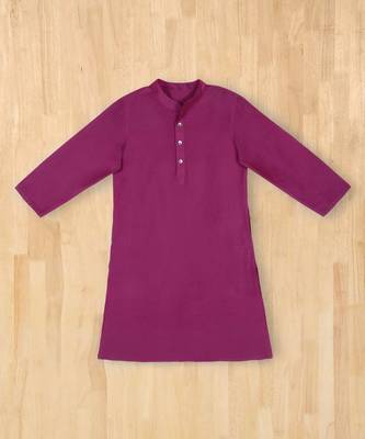 purple plain cotton boys kurta 1