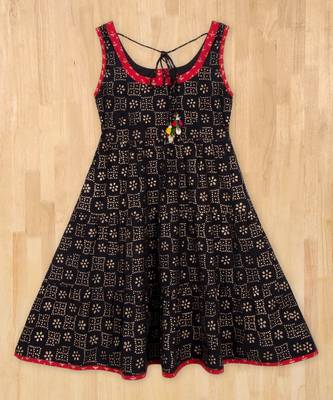 black printed cotton kids kurtis 1