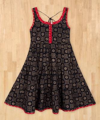 black printed cotton kids kurtis 3