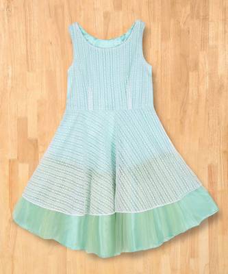 green plain net kids kurtis 1
