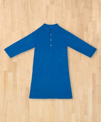 blue plain cotton boys kurta 1