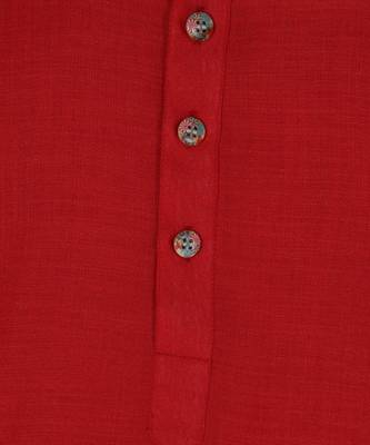 red plain linen boys kurta 4