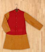 yellow plain linen boys kurta