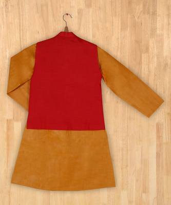 yellow plain linen boys kurta 2
