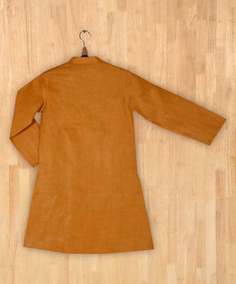 yellow plain linen boys kurta 5