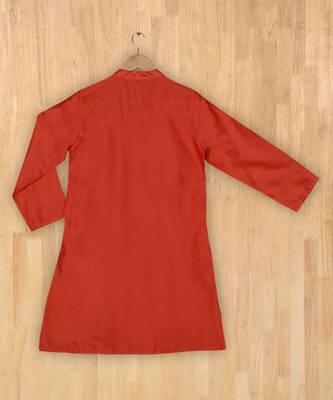 orange plain cotton poly boys kurta 3