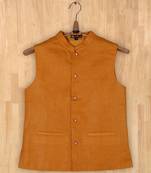 yellow plain linen boys nehru jacket