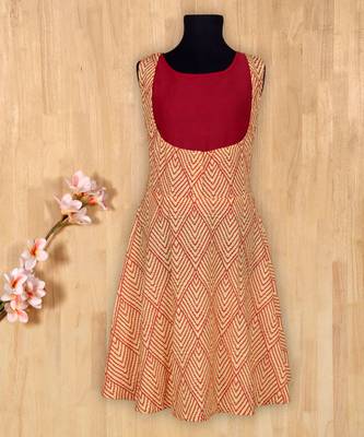 red printed cotton kids tops 1