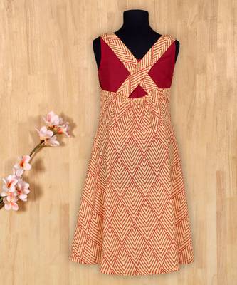 red printed cotton kids tops 3