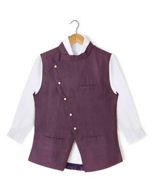white plain cotton poly boys kurta 1