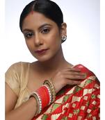 Red Chuda With Kundan Bangles & Heavy Meenakari Pearl Bangles