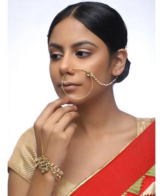 Blue Kundan Naath & Bracelet Set 1