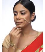 Blue Kundan Naath & Bracelet Set