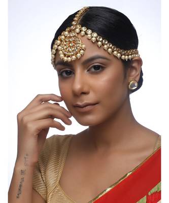 Turquoise  Kundan Maatha Patti 1