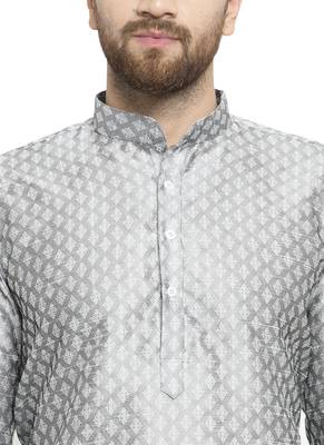 Embellished Brocade Kurta In Grey With Aligarh By Treemoda 5