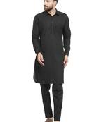 Designer Black Pathani Linen Kurta With Pants For A Royal Look By Treemoda