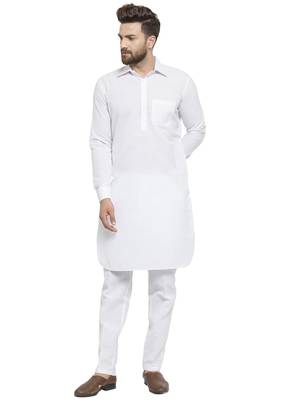 Designer White Pathani Linen Kurta With Pants For A Royal Look By Treemoda 1