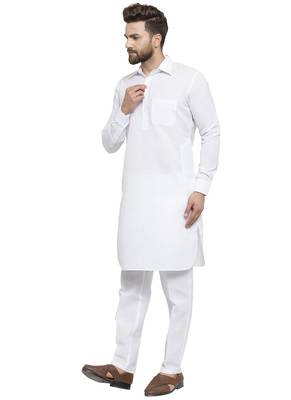 Designer White Pathani Linen Kurta With Pants For A Royal Look By Treemoda 3