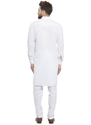 Designer White Pathani Linen Kurta With Pants For A Royal Look By Treemoda 4