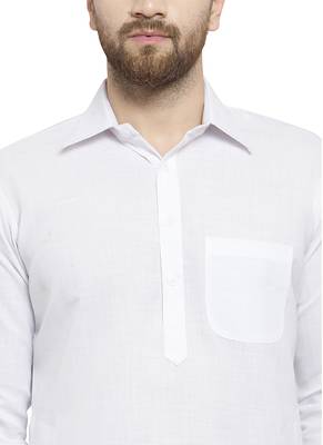 Designer White Pathani Linen Kurta With Pants For A Royal Look By Treemoda 5