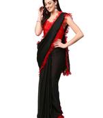 Black Organza Ruffled Saree With Blouse