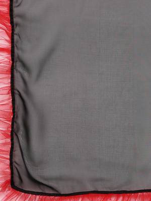 Black Organza Ruffled Saree With Blouse 3