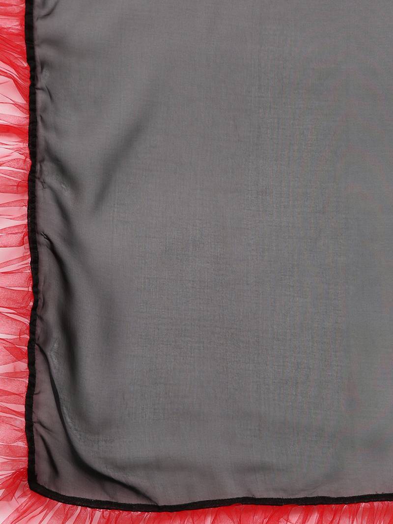 Black Organza Ruffled Saree With Blouse