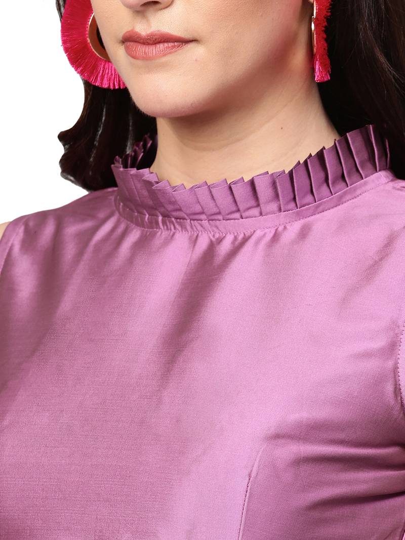 Black And Purple Ruffled Saree With Blouse