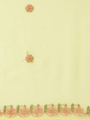 Ada Hand Embroidered Lucknow Chikan Yellow Faux Georgette Women Saree With Blouse - A381003 4