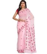 Ada Hand Embroidered Pink Faux Georgette Lucknowi Chikankari Saree With Blouse - A191575