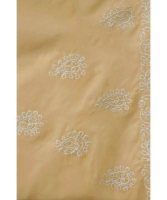 Ada Hand Embroidered Fawn Cotton Lucknow Chikan Saree With Blouse 4