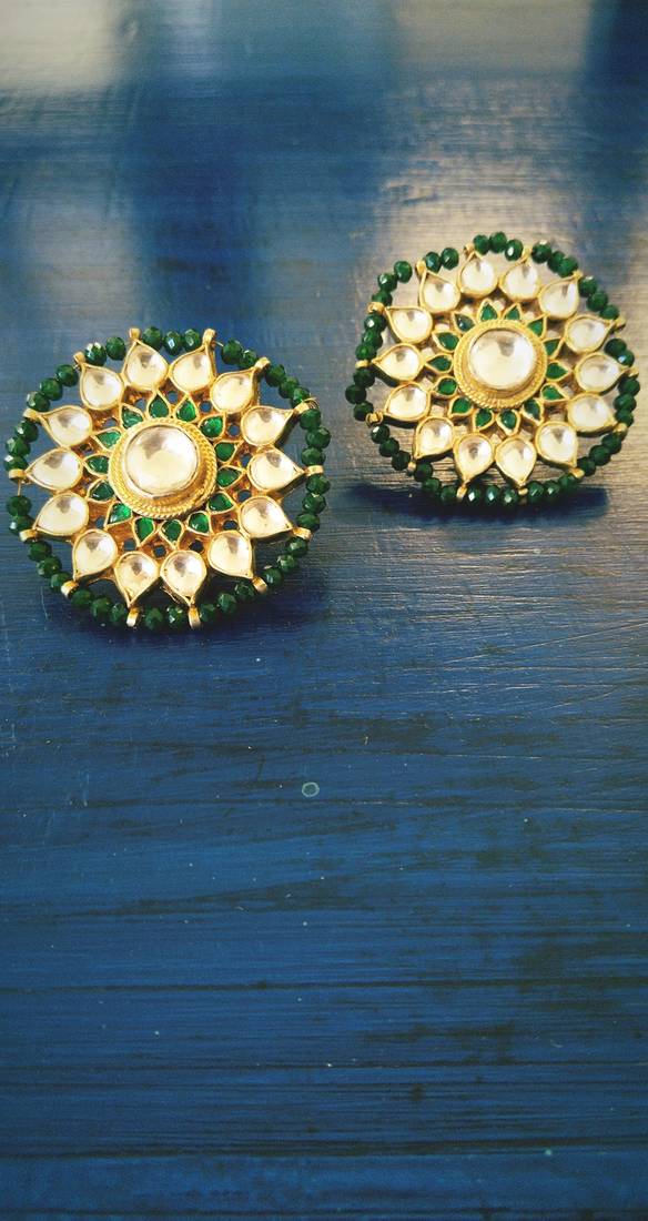 Green Polki Elegant Studs
